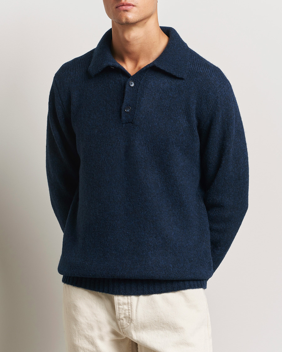 Men |  | NN07 | Lee Brushed Wool Polo Navy Blue