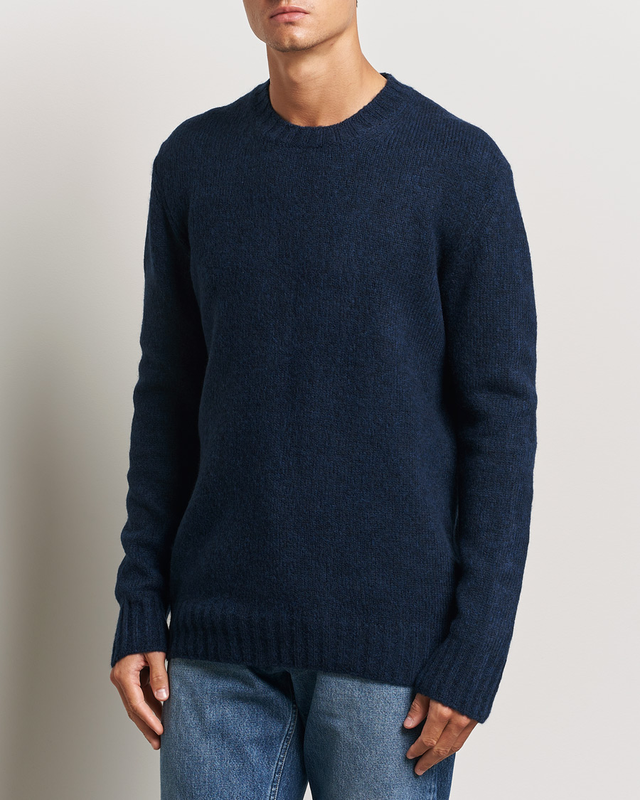 Men |  | NN07 | Lee Brushed Wool Crew Neck Navy Blue