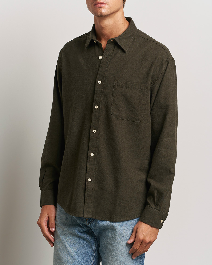 Men |  | NN07 | Deon Flannel Shirt Dark Army