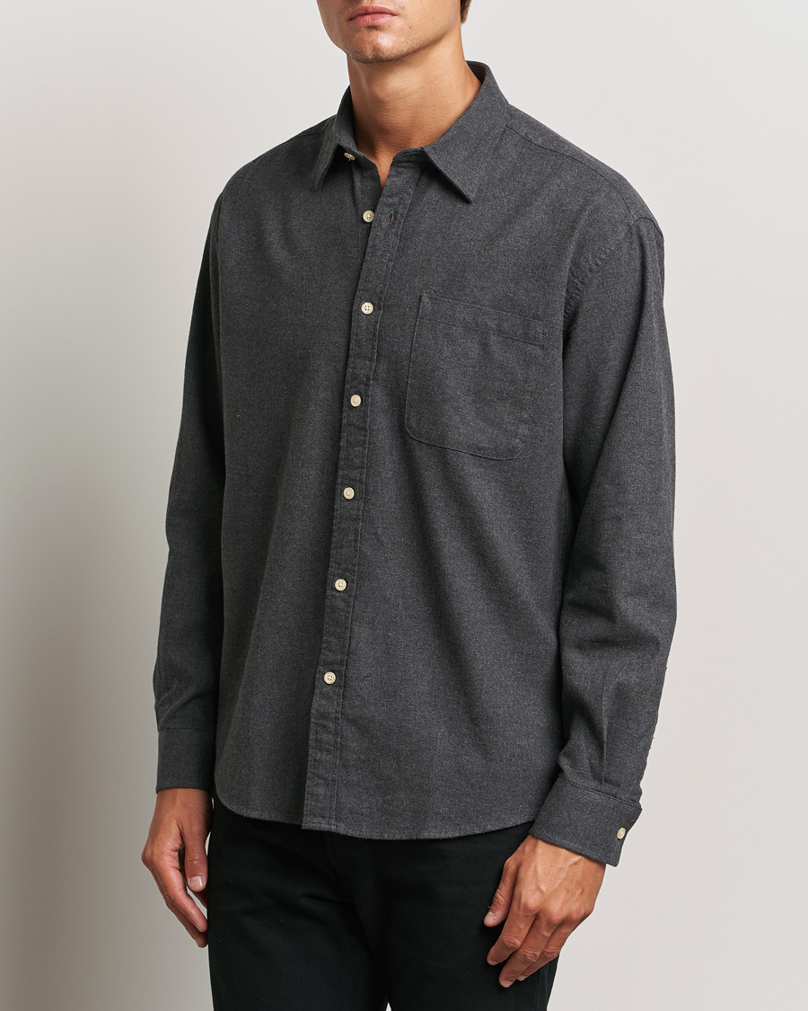 Men | Flannel Shirts | NN07 | Deon Flannel Shirt Dark Grey Melange