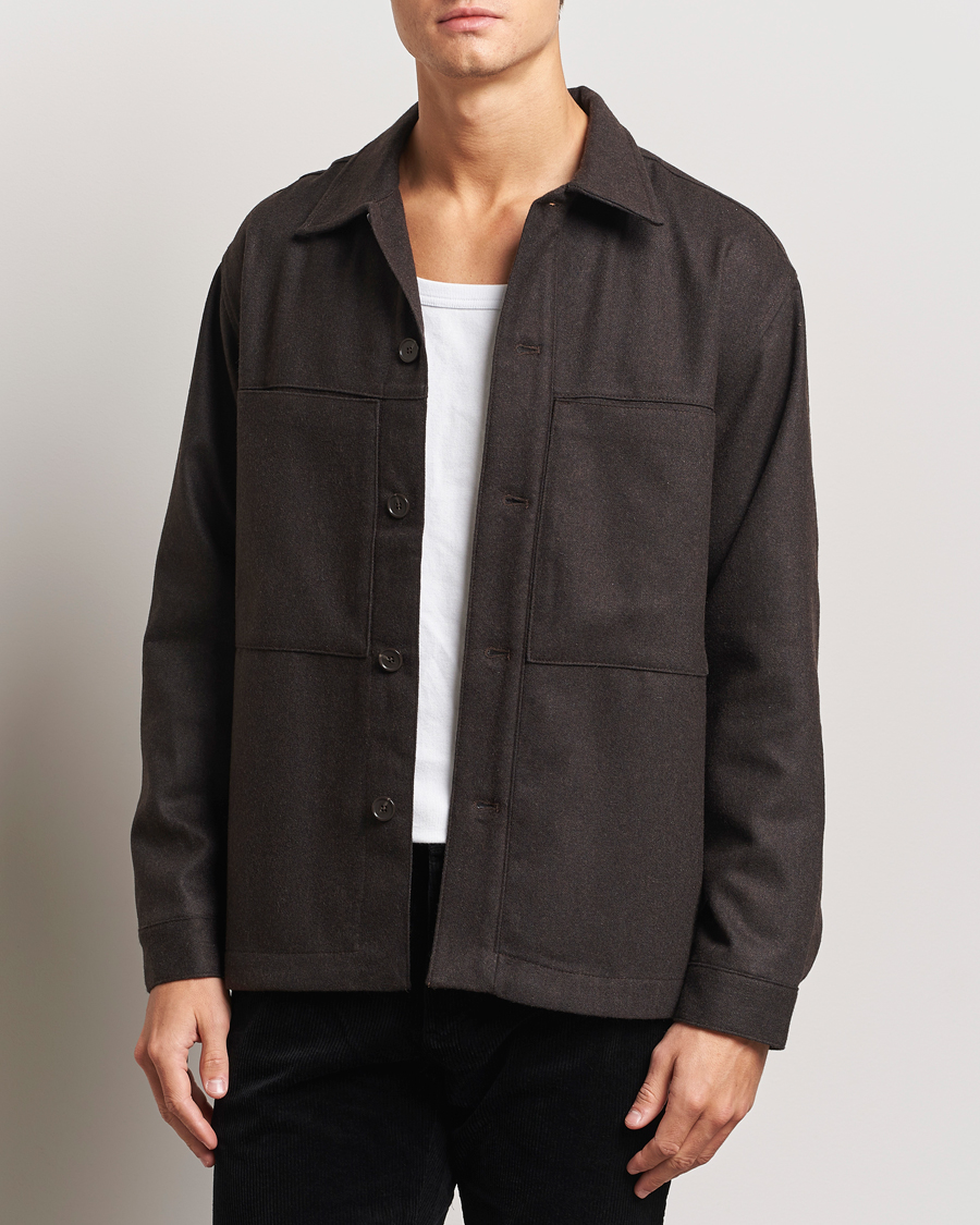 Men | NN07 | NN07 | Isak Wool Overshirt Dark Brown