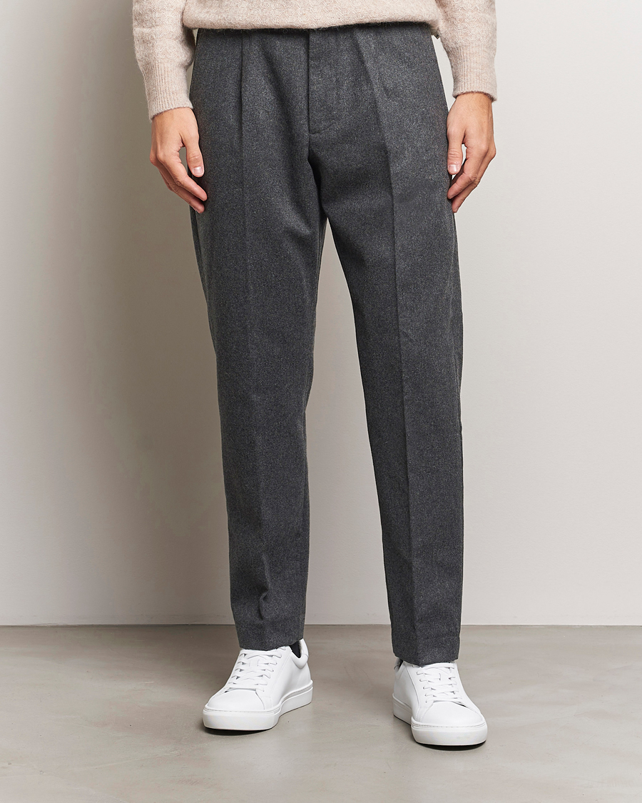 Men | NN07 | NN07 | Bill Wool Pleated Trousers Grey Melange