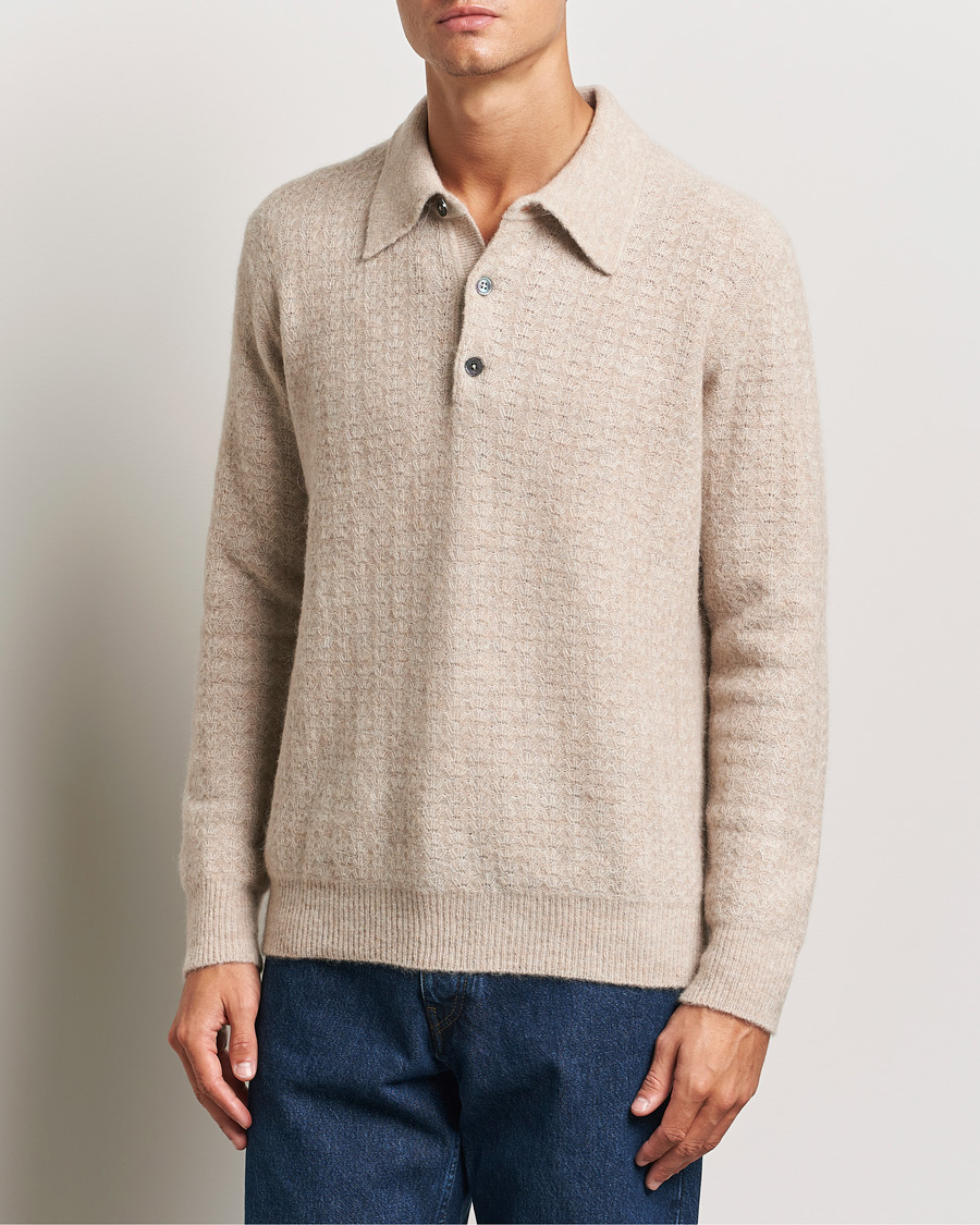 Men |  | NN07 | Alfie Alpaca Knitted Polo Greige