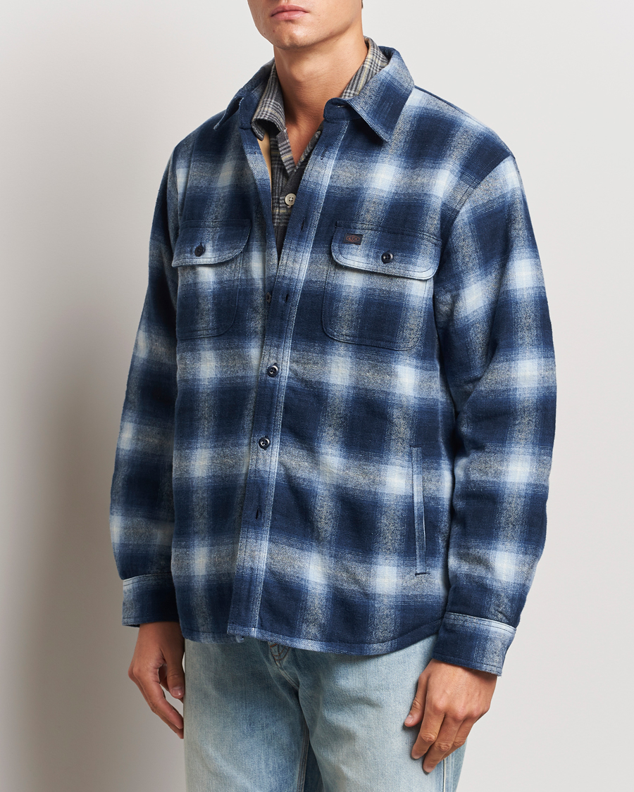 Men |  | Nudie Jeans | Glenn Padded Checked Shirt Jacket Blue