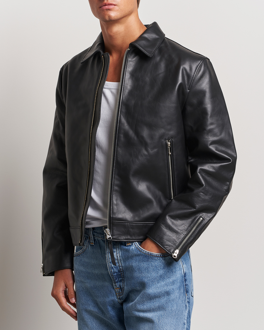 Men | New product images | Nudie Jeans | Eddy Rider Leather Jacket Black