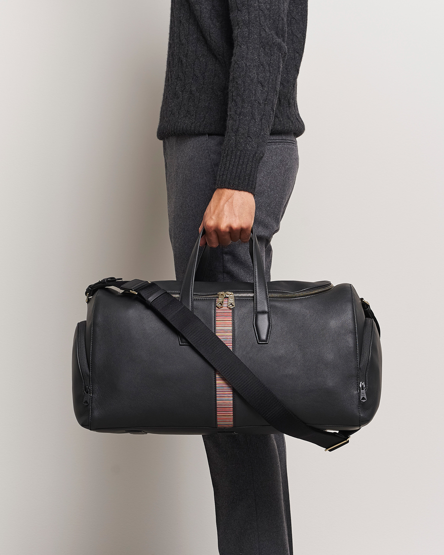 Men |  | Paul Smith | Leather Stripe Holdall Black