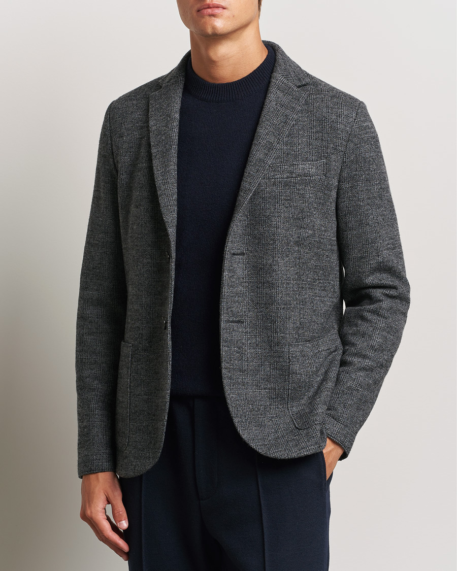 Men |  | Harris Wharf London | Two Button Prince Of Wales Blazer Grey/Black