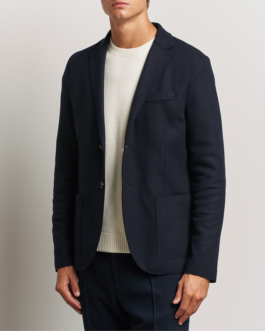 Men |  | Harris Wharf London | Two Button Superfine Merino Blazer Navy