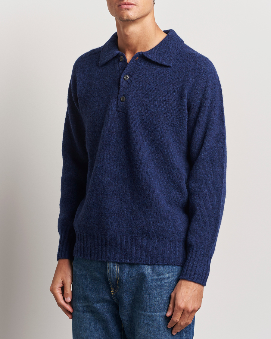 Men |  | Howlin\' | Brushed Wool Polo Magic Blue