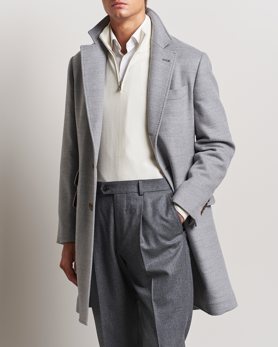 Men |  | Brunello Cucinelli | Single Breasted Beaver Wool Coat Pearl Grey