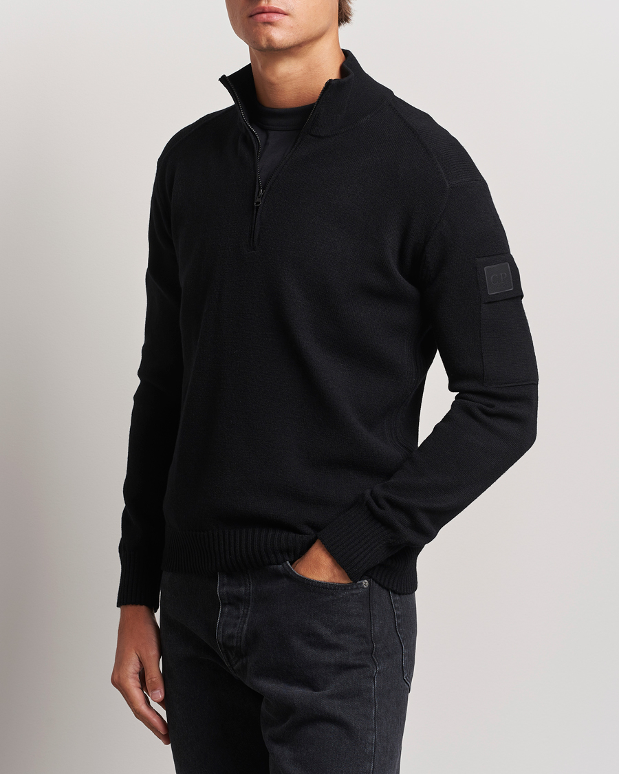 Men | Clothing | C.P. Company | Metropolis Knitted Wool Half Zip Black