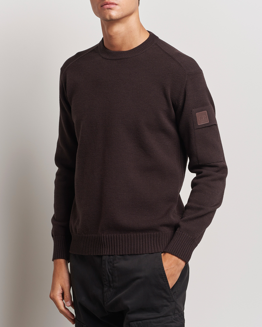 Men | Knitted Jumpers | C.P. Company | Metropolis Knitted Crew Neck Brown