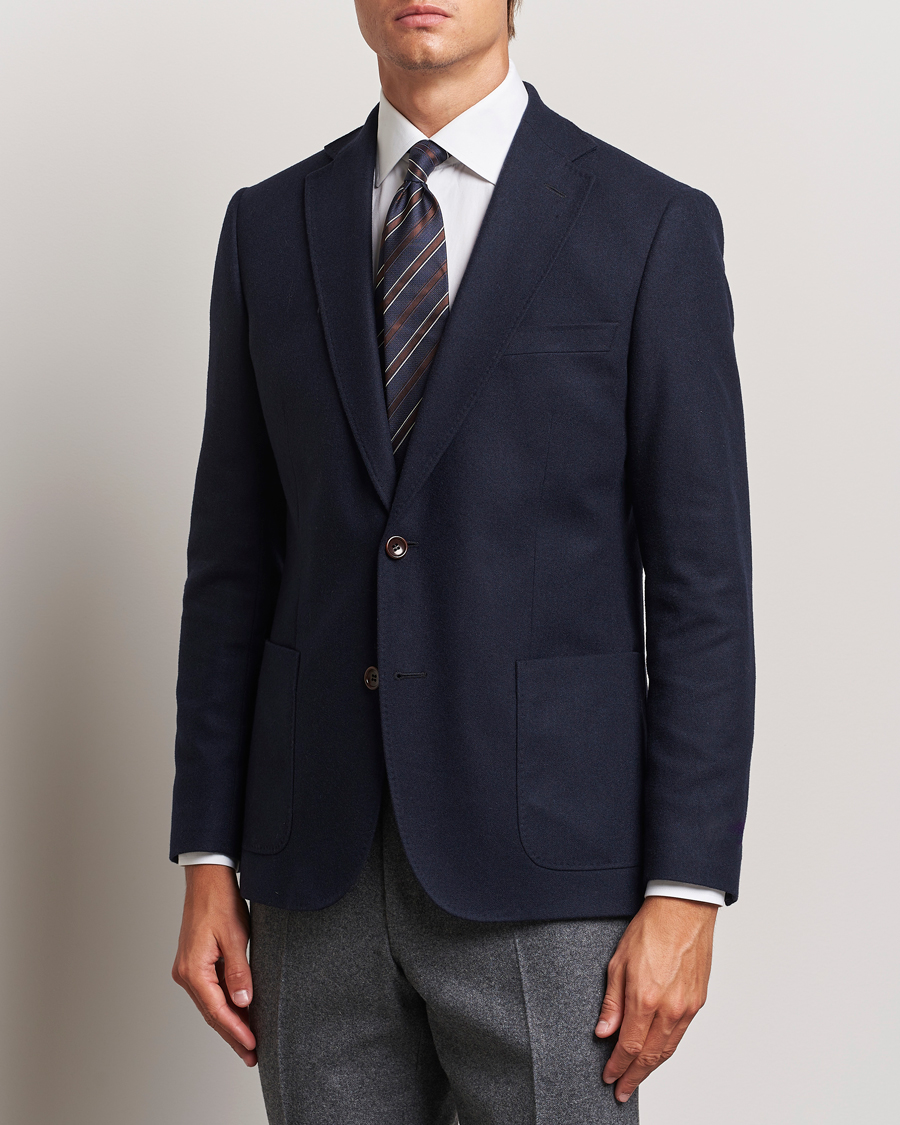 Men |  | Morris | Flannel Wool Blazer Navy