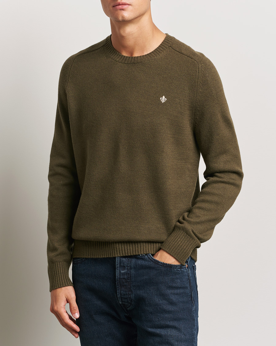 Men |  | Morris | Hertford Merino Crew Neck Olive