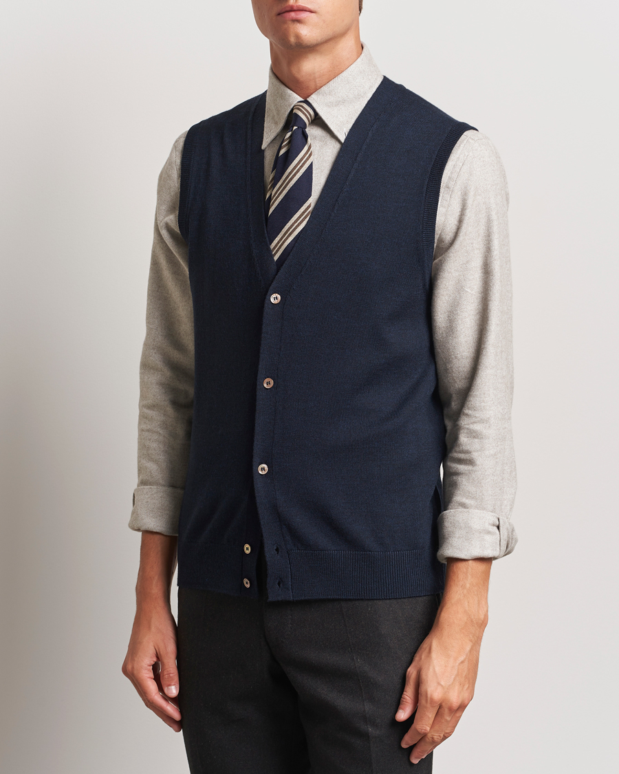 Men |  | Morris | Merino Slipover Vest Navy