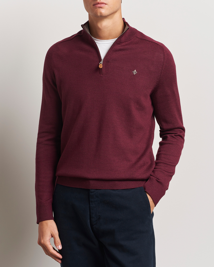 Men |  | Morris | John Merino Half Zip Wine Red