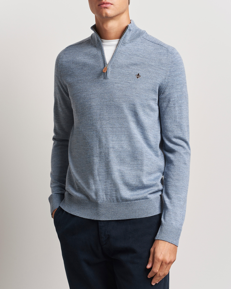 Men |  | Morris | John Merino Half Zip Light Blue