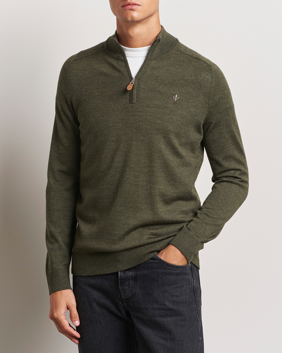 Men |  | Morris | John Merino Half Zip Olive