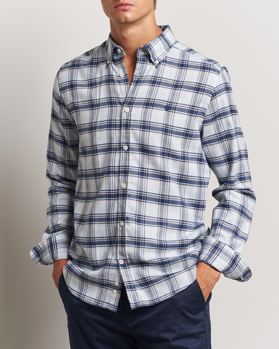 Men |  | Morris | Soft Check Flannel Shirt Blue