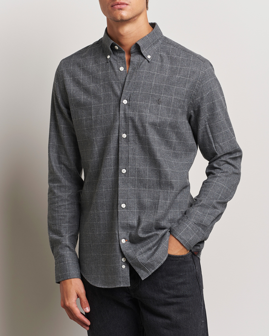 Men |  | Morris | Flannel Overcheck Shirt Grey