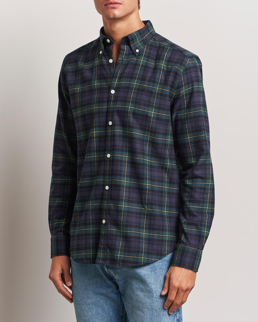 Men |  | Morris | Flannel Tartan Shirt Navy