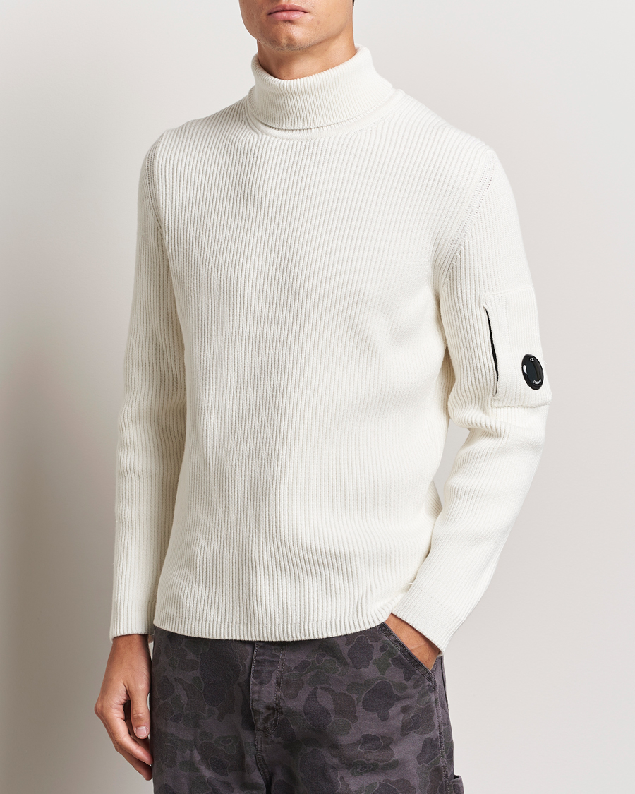 Men | Clothing | C.P. Company | Full Rib Knitted Cotton Rollneck Off White