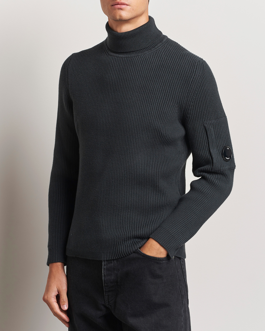 Men | Clothing | C.P. Company | Full Rib Knitted Cotton Rollneck Grey Black