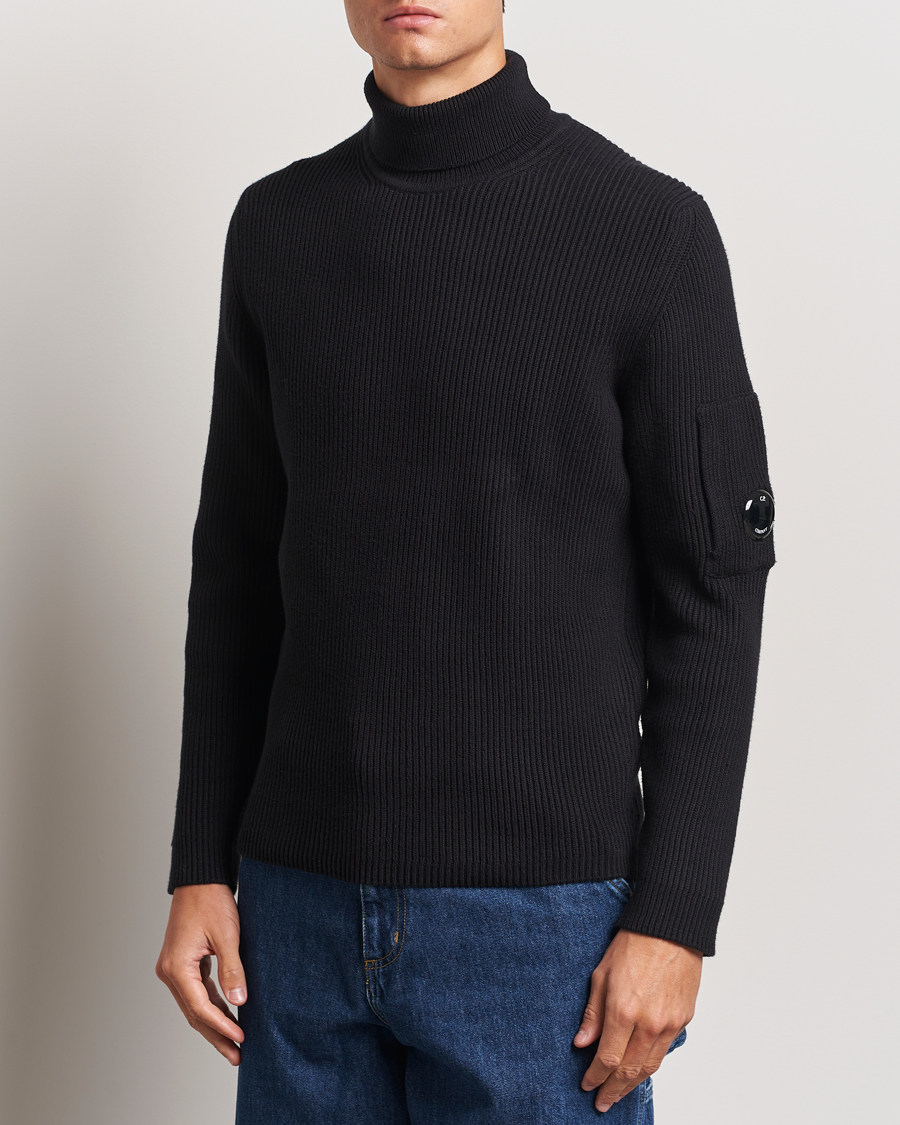 Men |  | C.P. Company | Full Rib Knitted Cotton Rollneck Black