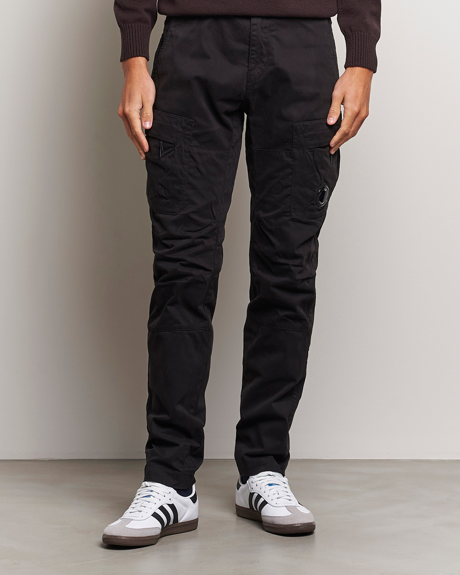 Men | Trousers | C.P. Company | Stretch Satin Lens Cargo Pants Black