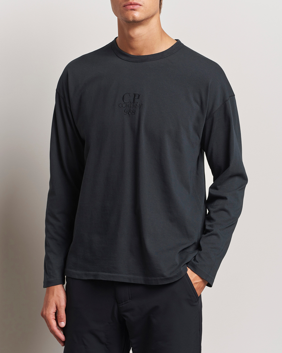 Men | Clothing | C.P. Company | Box Fit Tonal Logo Long Sleeve T-shirt Washed Black