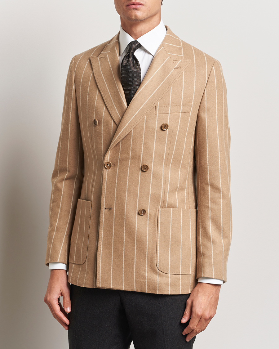 Men |  | Morris Heritage | Cashmere Pinstripe DB Blazer Camel