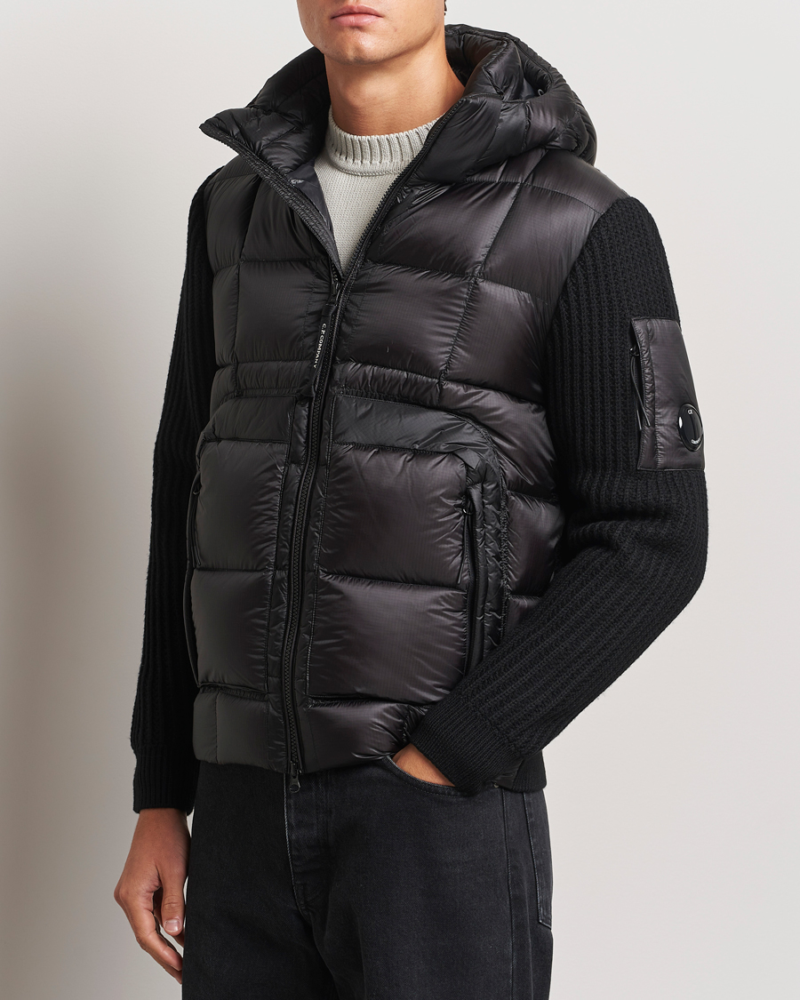 Men | Clothing | C.P. Company | Merino Wool Padded Hybrid Hood Jacket Black