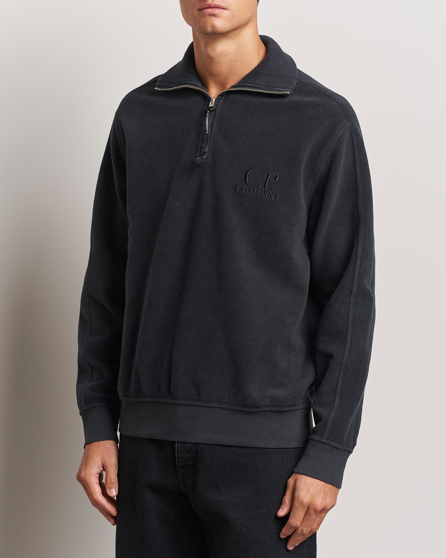 Men |  | C.P. Company | Brushed Diagonal Fleece Half Zip Grey Black