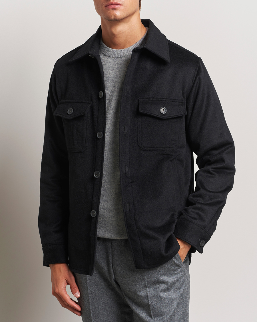 Men |  | Oscar Jacobson | Maverick Wool/Cashmere Shirt Jacket Black