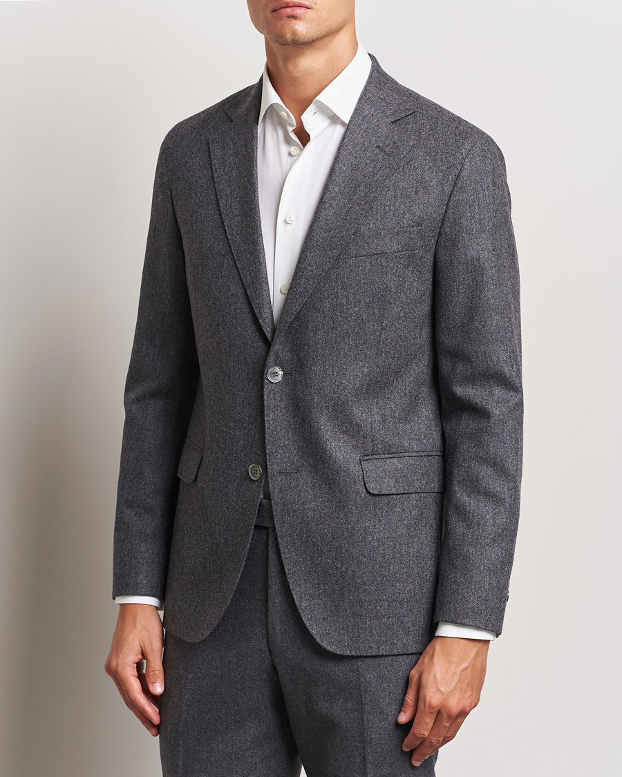 Men | Business & Beyond - Formal | Oscar Jacobson | Fogerty Flannel Blazer Dark Grey