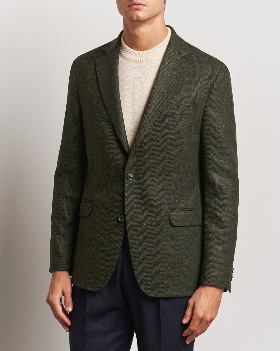 Men |  | Oscar Jacobson | Fogerty Moon Herringbone Tweed Blazer Green