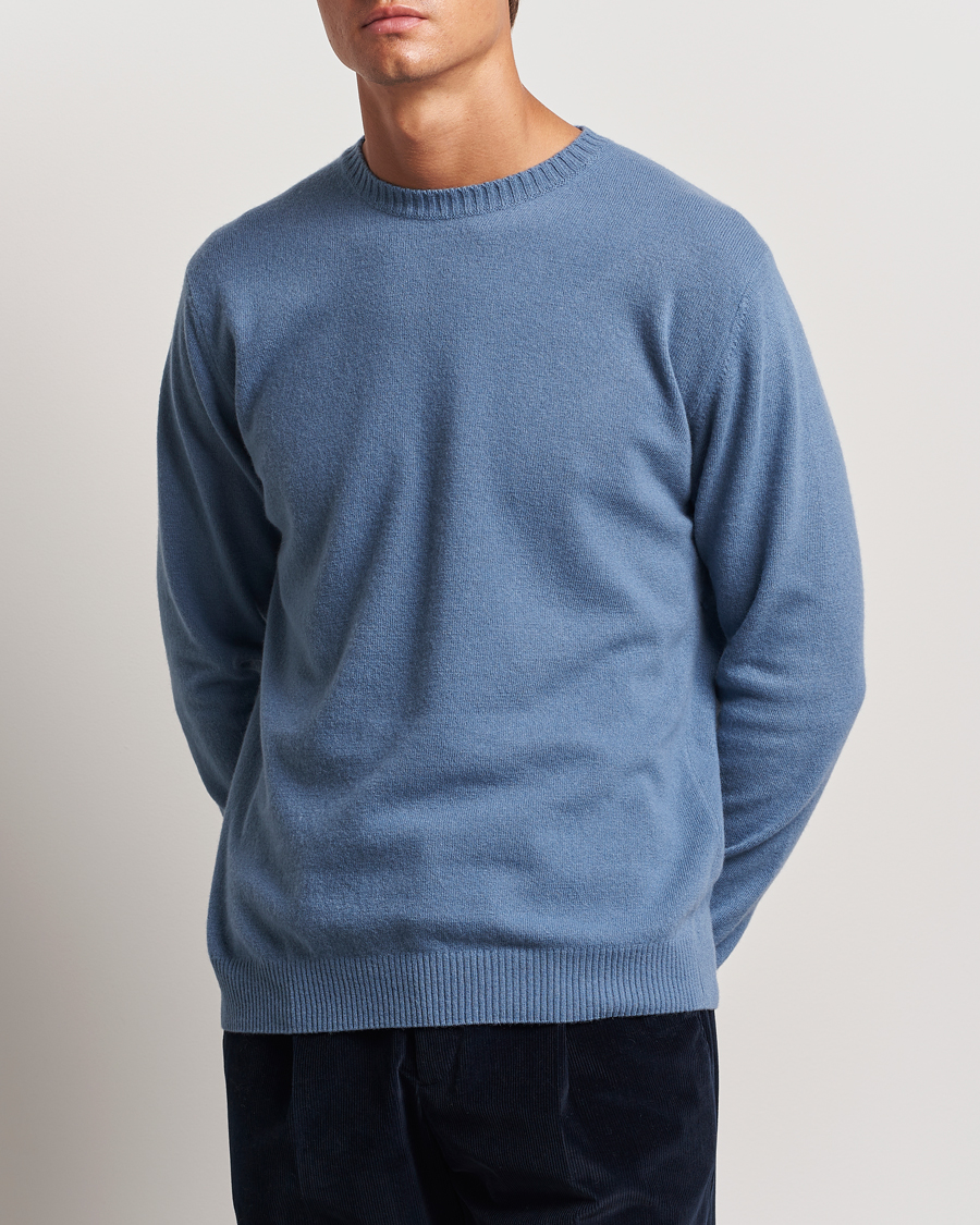 Men |  | Oscar Jacobson | Valter Wool/Cashmere Round Neck Blue