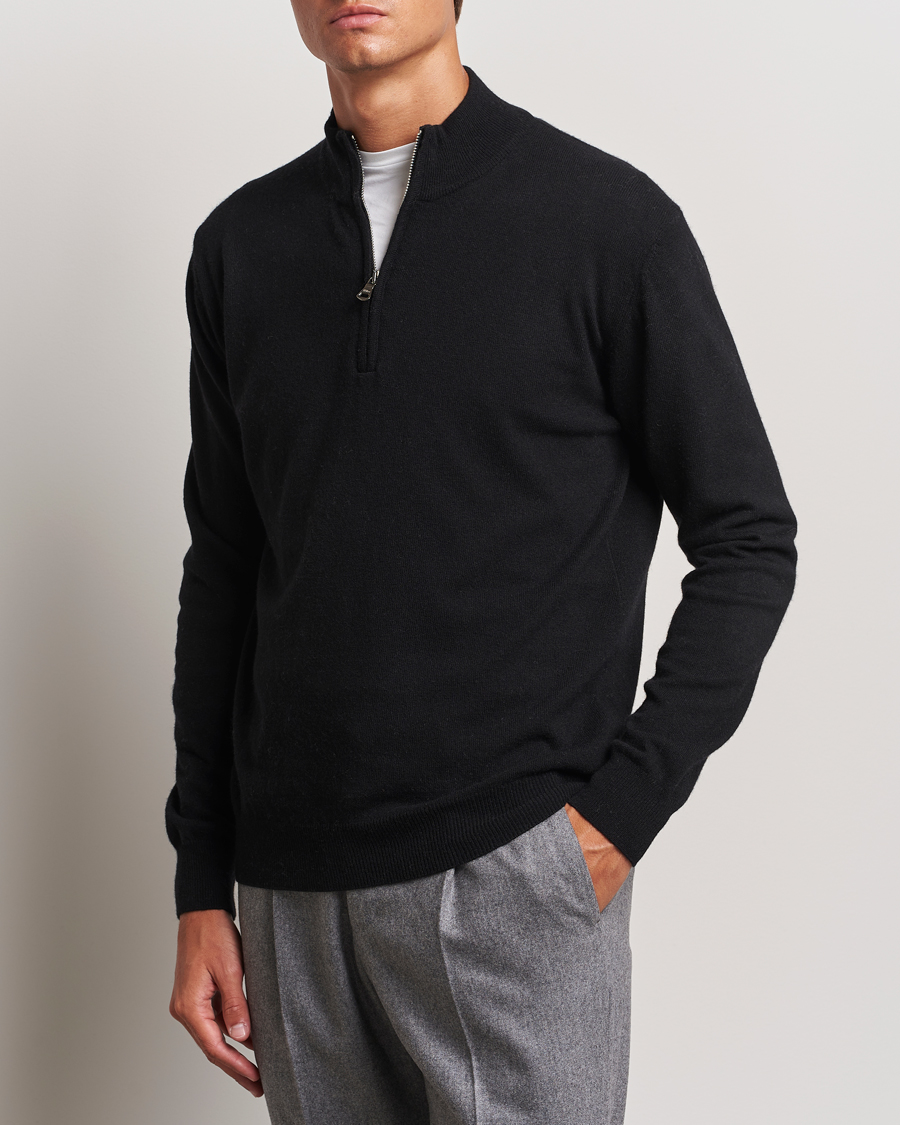Men |  | Oscar Jacobson | Patton Wool/Cashmere Half Zip Black