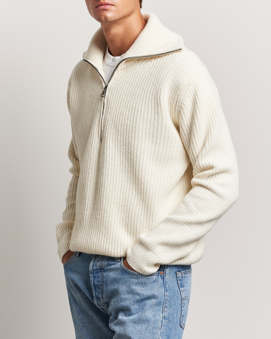 Men |  | Oscar Jacobson | Mauritz Heavy Knitted Half Zip White