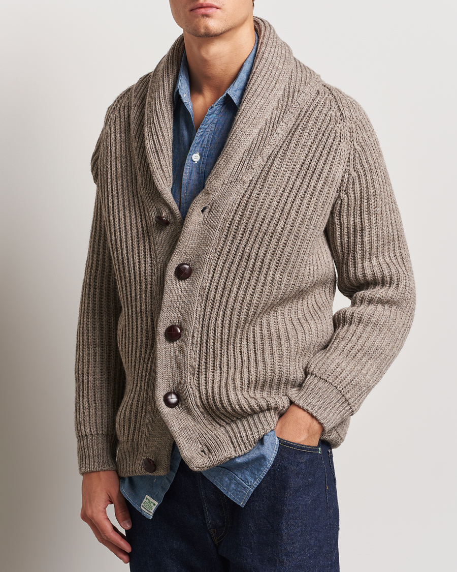 Men |  | Peregrine | Wilkinson Ribbed Wool Cardigan Light Brown