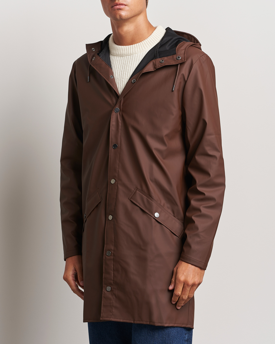 Men | Face the Rain in Style | RAINS | Long Jacket Frame Brown