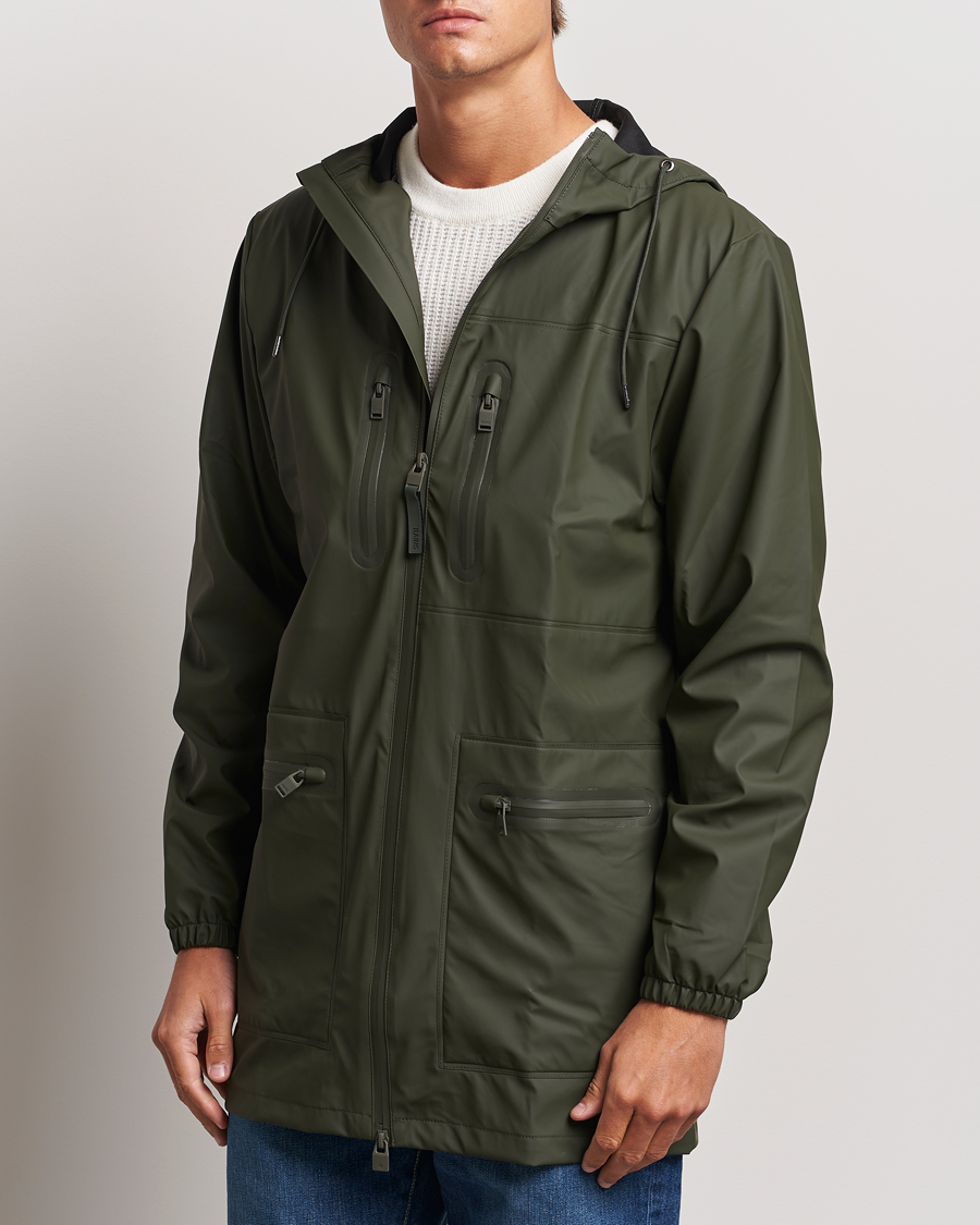 Men | Spring Jackets | RAINS | Cargo Long Jacket Green