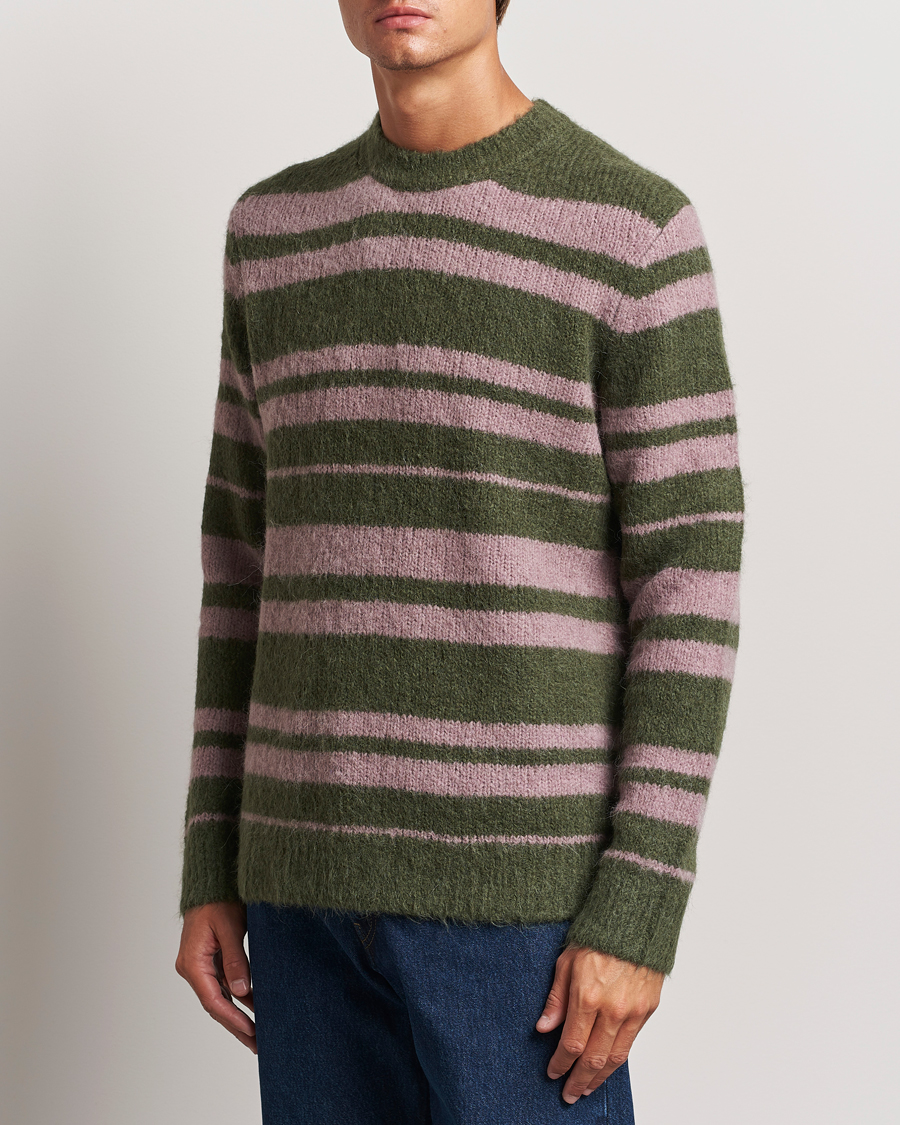 Men |  | Samsøe Samsøe | Arin Mohair Striped Sweater Green/Pink