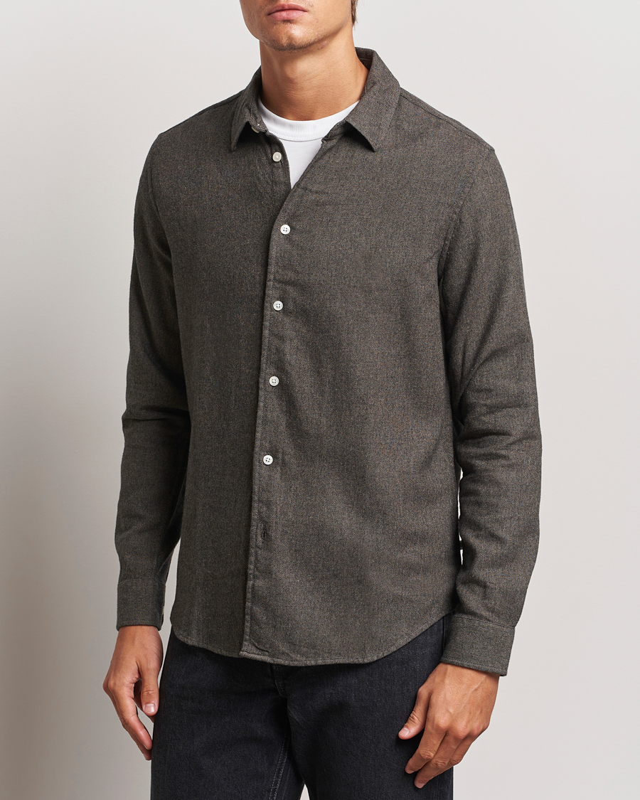 Men |  | Samsøe Samsøe | Liam Brushed Flannel Shirt Major Brown Melange