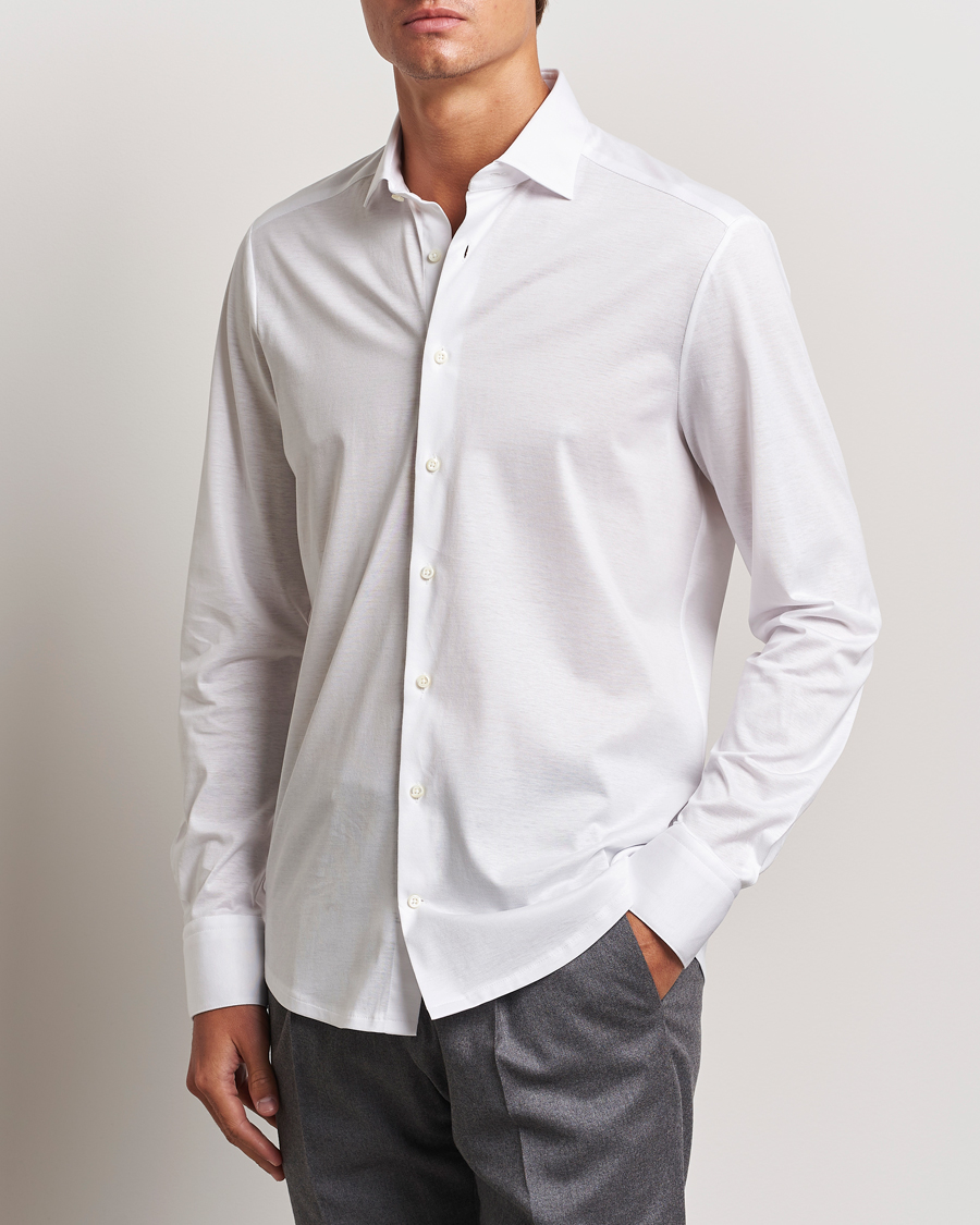 Men |  | Stenströms | Slimline Stretch Jersey Shirt White