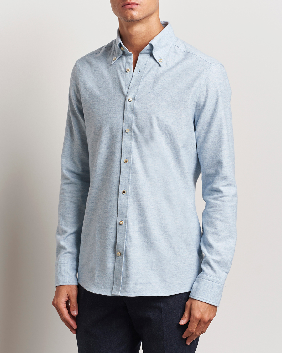 Men |  | Stenströms | Slimline Flannel Shirt Light Blue