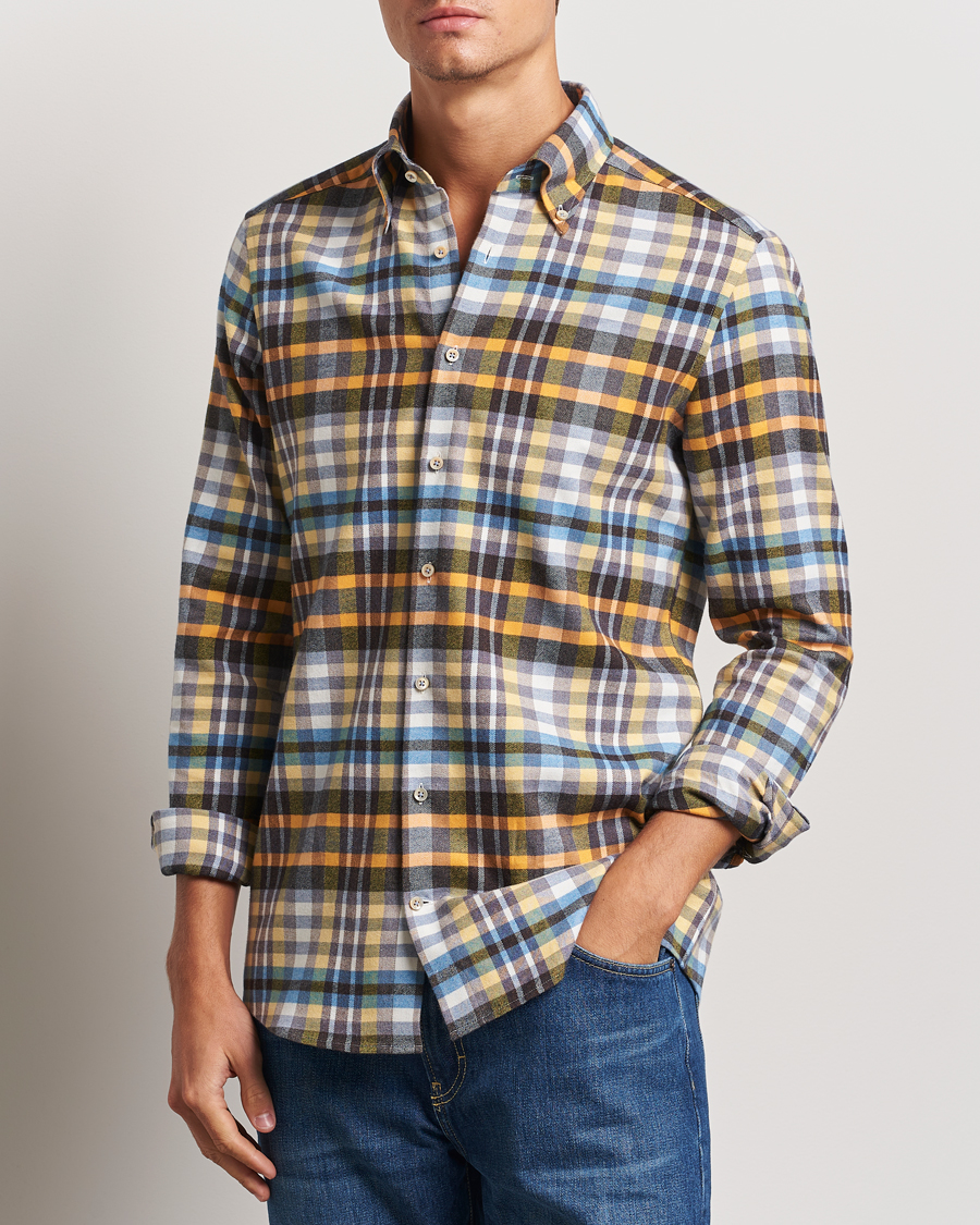 Men |  | Stenströms | Slimline Flannel Checked Shirt Multi