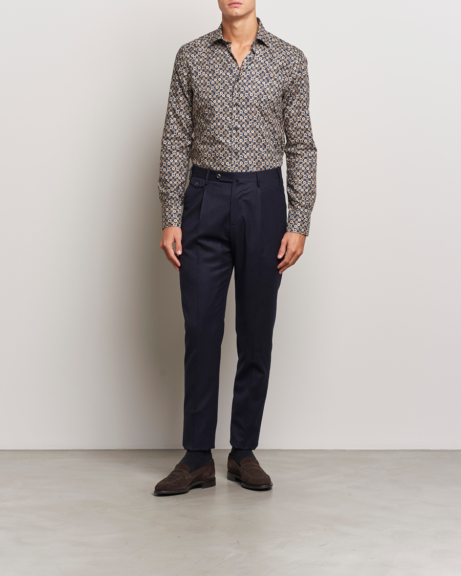 Men |  | Stenströms | Slimline Printed Cut Away Shirt Blue