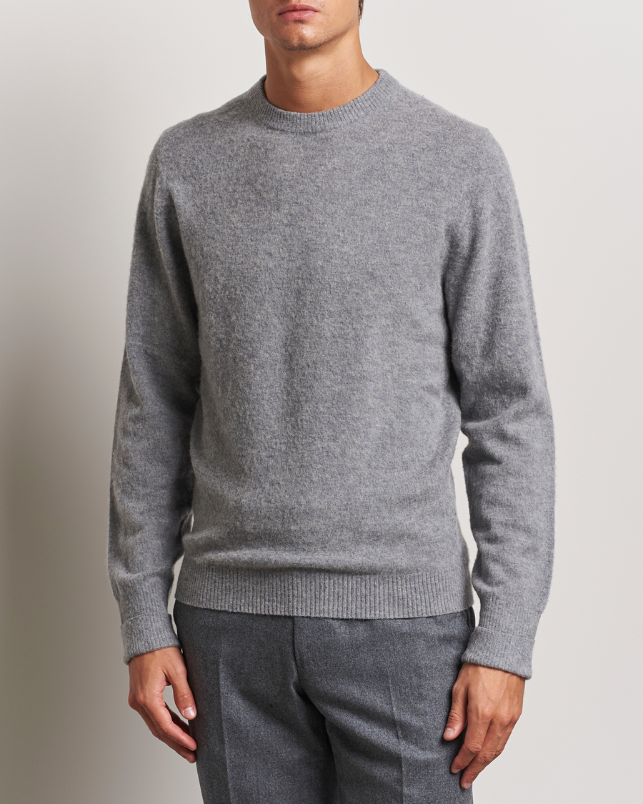 Men | Business & Beyond - Formal | Stenströms | Brushed Merino Crew Neck Grey