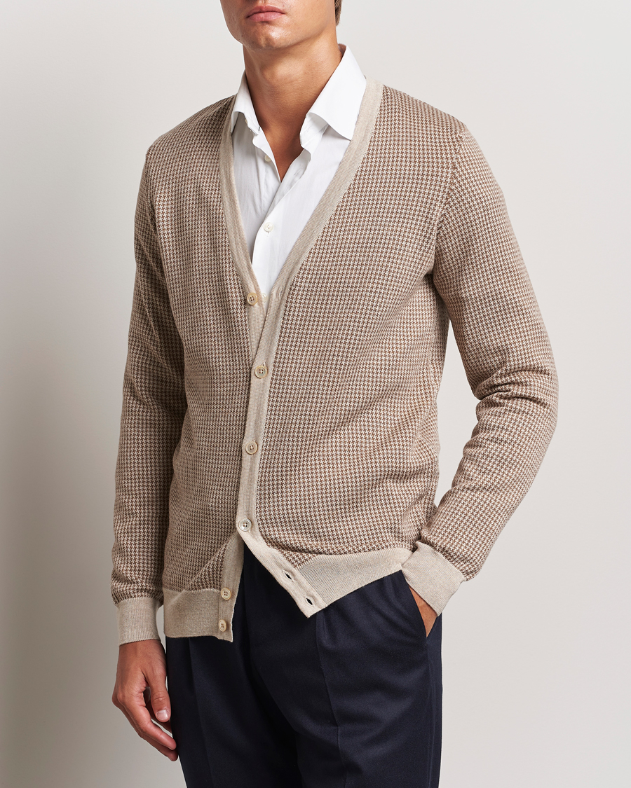 Men |  | Stenströms | Pepita Merino Wool Cardigan Brown